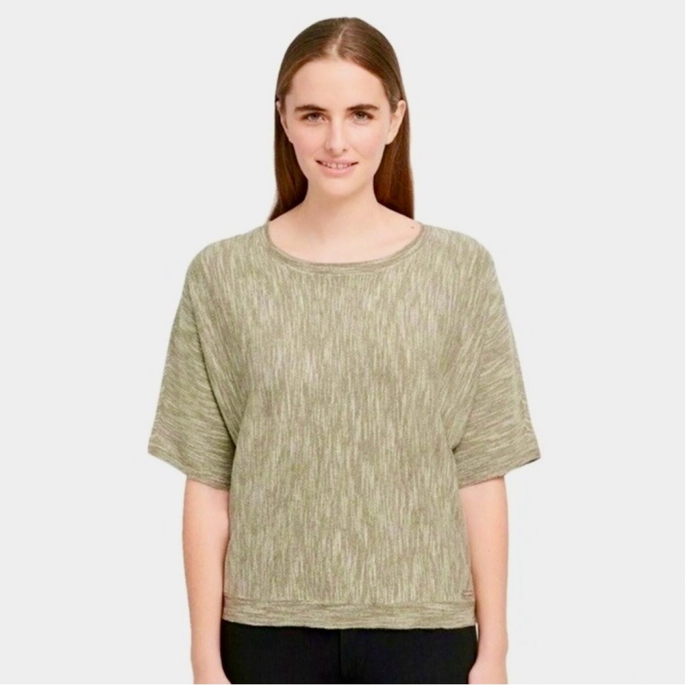DKNY Sage Green Lightweight Sweater Top. Short-Dolman Sleeves, Scoop neck. NWOT